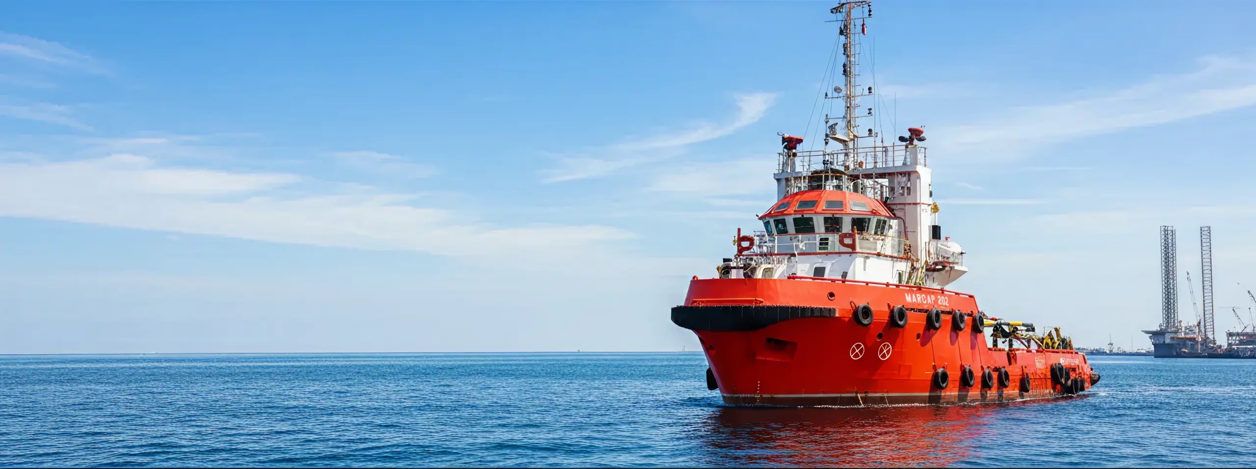 Offshore support vessel at sea